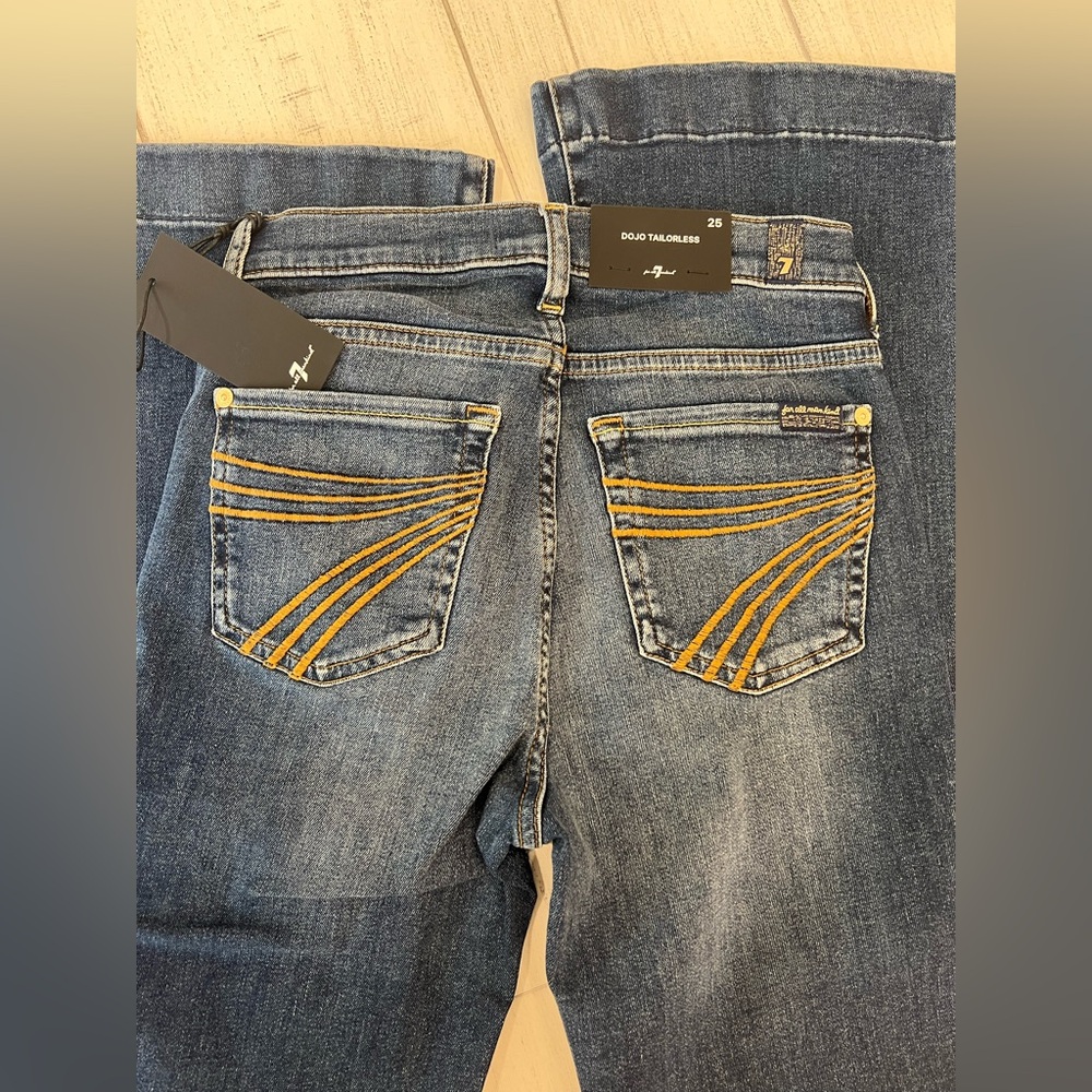 7 For All Mankind Tailorless Dojo Jeans Women’s Flare Leg Trousers NWT Size 25 - Picture 8 of 11